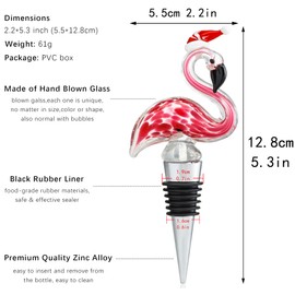 5'' Flamingo With Christmas Hat Wine Stoppers,Glass Wine Bottle Stopper Christmas Decoration,Reusable Wine Glass Corks Gift for Xmas