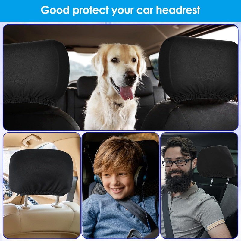 4 PCS Car Headrest Covers, Dustproof Washable Car Head Rest