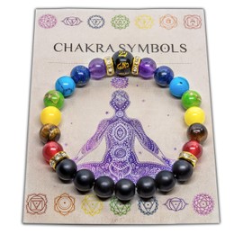 WICCSTAR Double Chakra Bracelet & Meaning Card Crystal Anxiety Jewellery