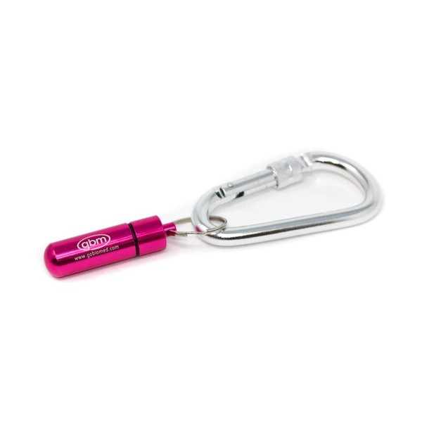 GBM Med Secure Pill Keychain with Locking Carabiner (Pink)
