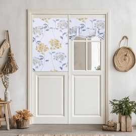 FUANGUI French Blackout Door Window Curtains,Floral Privacy Front Door Curtains for Glass Door, Thermal Insulated Tie Up Shades Window Covering, 26 X 40, 1 Panel, Yellow-F