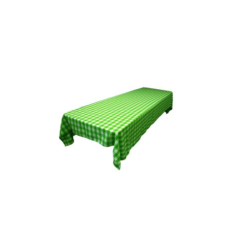 LA Linen Polyester Gingham Checkered Rectangular Tablecloth, White/Lime, 60" x