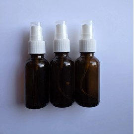 Unbranded Set of 3 Portable 2oz Amber Glass Spray Bottles with Fine Mist Spray Function