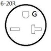 Parkworld 60509 NEMA 6-20 Splitter, 6-20P to (2) 6-20R (T-Blade