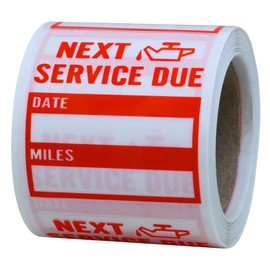 Hybsk 200pcs Clear Oil Change/Service Reminder Stickers 2"x2" Premium Quality Oil Change Stickers (Red)