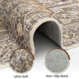 Washable Entryway Rug 3x5 | Non Slip Rug Runners for Hallways, Entryways, Kitchens, Bathrooms, Bedrooms | Ultra-Soft Flannel Carpet Kitchen Rug with Rubber Backing (Moss, 3x5)