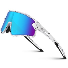 RIVBOS RYS007 Motel Baseball Equipment! Kids Polarized Sunglasses, For Kids, Baseball, Sports, UV Protection, Ultra Lightweight, Frame, Running, Cycling, Boys, Girls, white black and blue lens-2