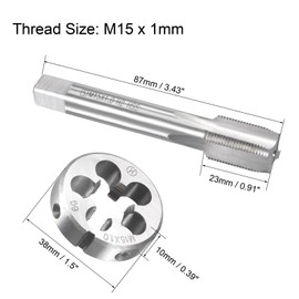 MACHSWON M15x1mm Metric Tap and Die Set,Machine Thread Screw Tap with Round Threading Die,Tap & Die Kit for Nut Screw Bolt Thread Repair