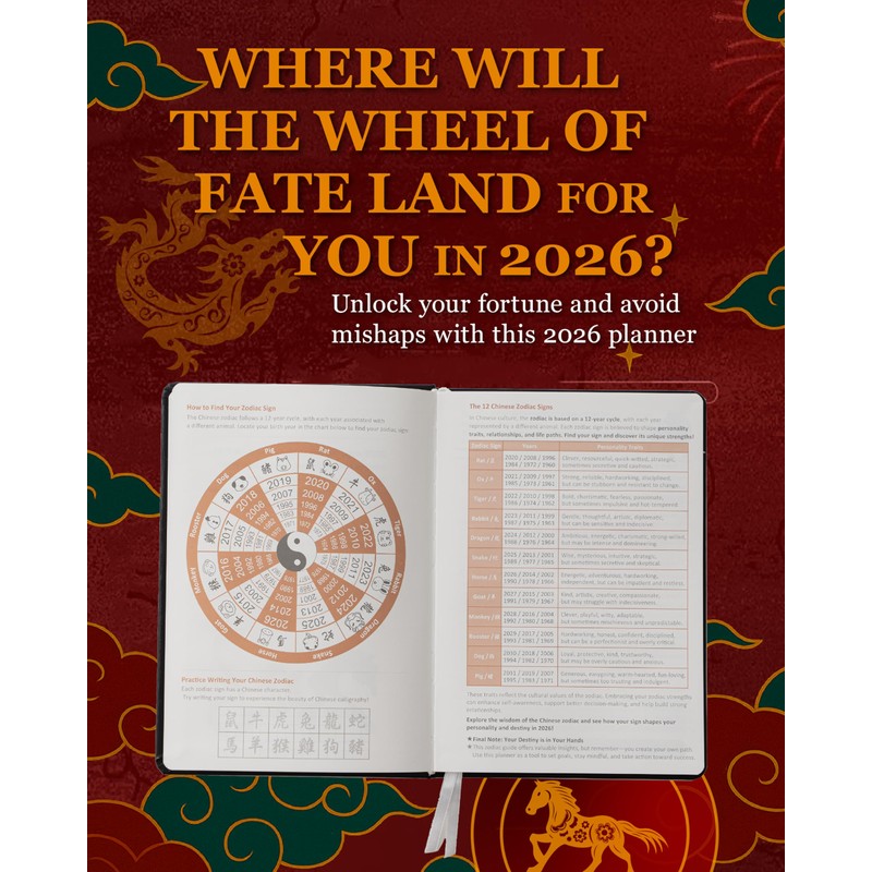 2026 Life Planner with Removable Folder and Elastic Bookmark, Daily