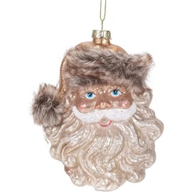 Woodland Santa Christmas Ornament, Shabby Chic Cottage Holiday Decor, Vintage Tree Hanging Decorations by Christmas Market Ornaments (Craquelle Glass)