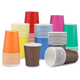HIKIMA 80 Pcs 9 Ounce Party Cups, Colorful Disposable Paper Cups, Drinking Cups for Party BBQ Travel DIY Snack Picnic and Event 8 Colors