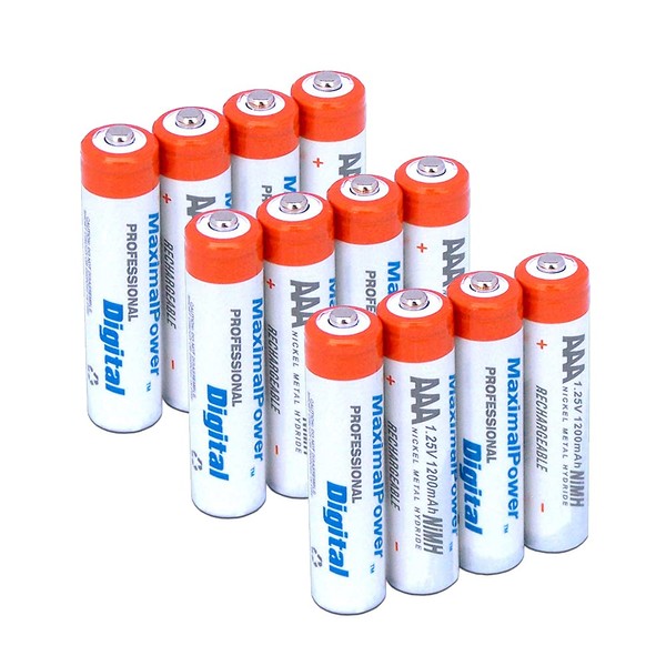 MaximalPower AAA Rechargeable Batteries 1200mAh High Capacity Performance & Long Lasting Per-Charged Ni-MH Triple A Battery 1.2V (12 Pack)