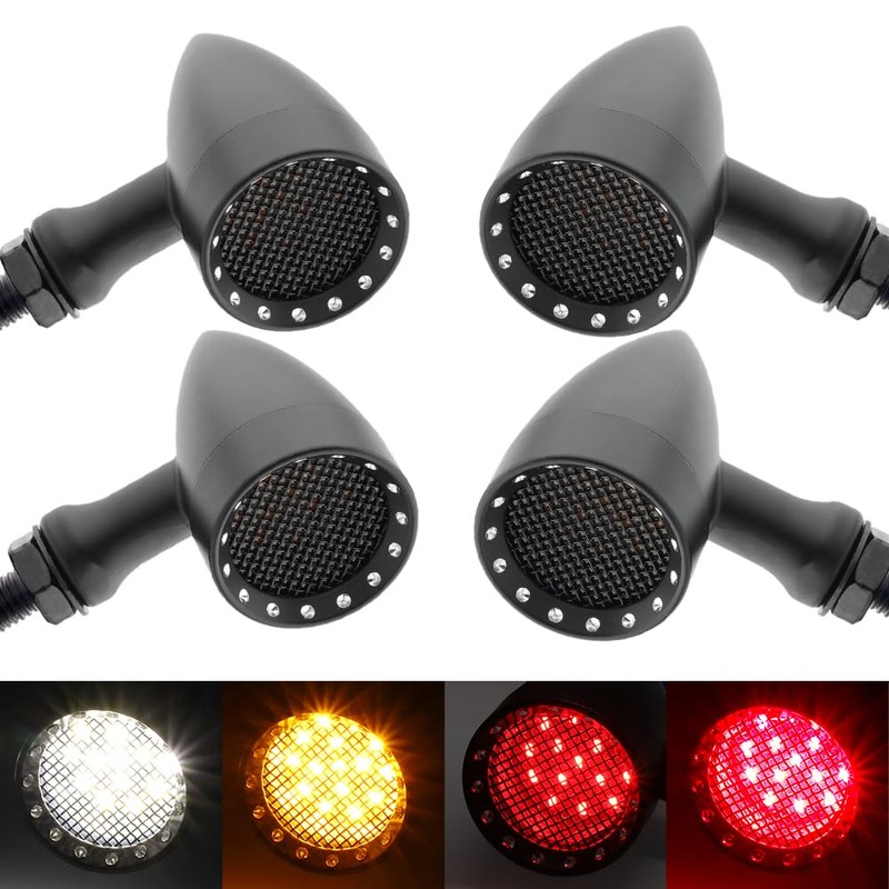 TSUNG 4PCS Motorcycle Bullet LED Front Rear Turn Signal Light