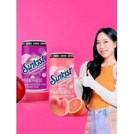 Sunkist Zero Soda 190ml 60 cans, choose 2 types (plum grapefruit, peach lemon) / 썬키스트 제로 소다 190ml 60캔 2종 택1 (자두자몽, 복숭아레몬)