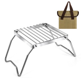 Folding Camping Grill Portable Stainless Steel Grill Grate Outdoor Cooking Grate with Carry Bag Campfire Grill for Picnic Hiking Camping BBQ Fishing