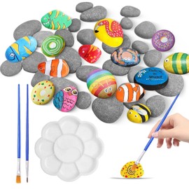 Theiuaoqwe Stones for Painting, 30 Pieces, 1-6 cm Stones Painting, Flat Pebbles Stones for Painting for Crafts, Suitable for DIY Painting Projects, Home Decorations and Vase Fillers