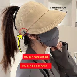 Women Visor Hat Sun Hat Quick Dry Wide Brim UV Protection Foldable Summer Cap with Adjustable Buckle for Outdoor Climbing Hiking(UK, Alpha, One Size, Khaki)