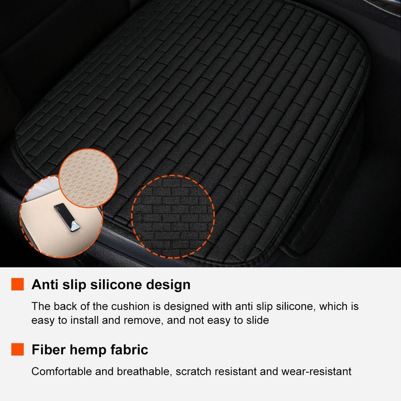 KVAEY Linen Back Car Seat Cover, Anti-Slip Long Bottom Rear