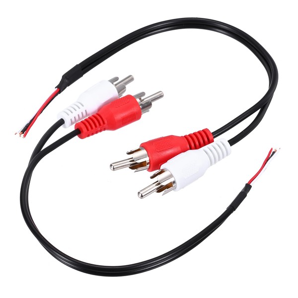 sourcing map 8 Inch Open Red/White RCA 2-Male Plug Jack