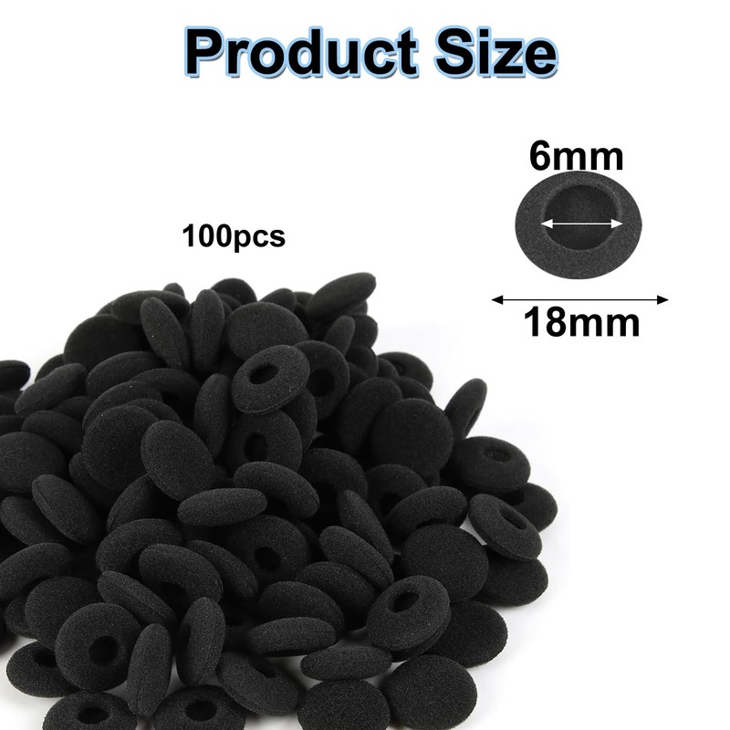 100Pcs Earphone Sponge Mesh Cushion Pads,Replacement Foam Earbud Earpad,Ear Earbuds