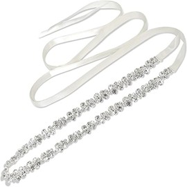 SAHENITEANA Bridal Belt, Rhinestone Wedding Sash Belt, Crystal Wedding Brides Belts for Women Formal Dresses Accessory (Off-white)