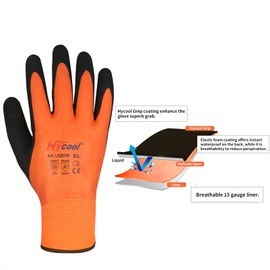 DS Safety Work Gloves Winter Waterproof Thermal Warm Winter Gloves Assembly Gloves Grip Winter Work Gloves Work Double Layer Nylon Insulated Gloves Orange Size 8 / M