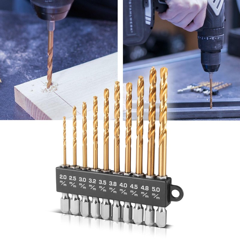 STAHLWERK 10-Piece Universal Twist Drill Bit Set 2-5 mm with
