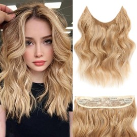 BUPPLER Hair Extensions 12 Inch Invisible Secret Hair Extensions Adjustable Long Wavy Hair Extension Synthetic Upgrade 4 Secure Clips in Hairpieces Medium Golden Brown