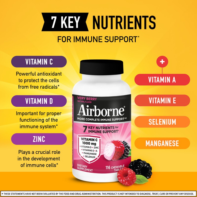 Airborne Vitamin C 1000mg (per Serving) - Very Berry Chewable