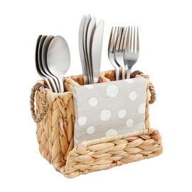 Mud Pie Hyacinth Utensil Napkin Holder; caddy 5" x 7" | napkin 5" x 5"