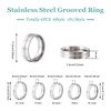 PandaHall 6pcs Grooved Finger Ring Stainless Steel Round Ring 17~22mm