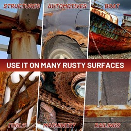 3-in-1 Rust Converter & Metal Primer & Preventive Coating 35 Fl Oz Gloss Gray Paint for Metal Stops Rust Reformer Heat Resistance Fast Dry UV Resistant, Gray