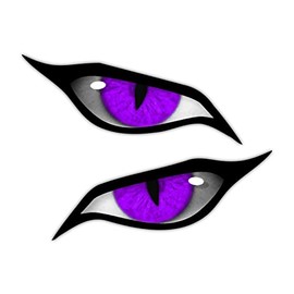 Pair of Evil Eyes Eye in Purple Vinyl Car Motorbike Helmet Sticker Decal, 166mm x 68mm