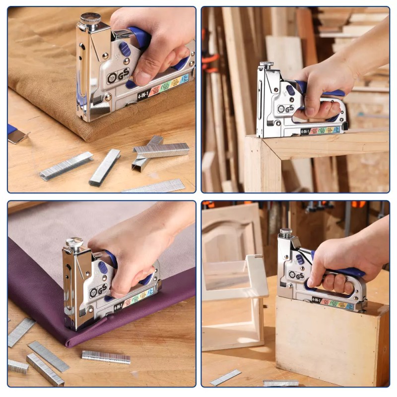 WORKPRO 4-in-1 Staple Gun Manual Brad Nailer Upholstery Stapler Nail