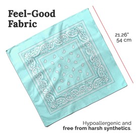 ZENO Light Green Bandana – 100% Cotton & Natural Fibers – Green Bandana Scarf w/No Polyester – Premium Quality – Soft, Durable & Machine Washable – For Men & Women – Unisex & Kids - 2 Pack