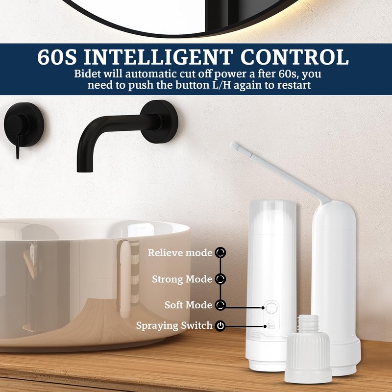 CrysGuard PureStream Portable Bidet for Travel – USB-C Rechargeable Handheld