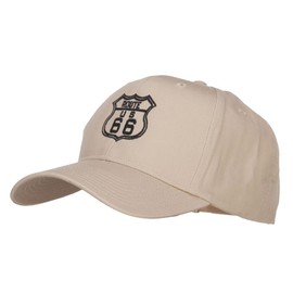 e4Hats.com US Route 66 Embroidered Cap - Khaki OSFM