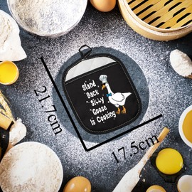 Funny Stupid Goose Stand Back Silly Goose is Cooking Kitchen Pot Holder Goose Animal Lover Oven Mitt New Home Mother Father Gift (Silly Goose)