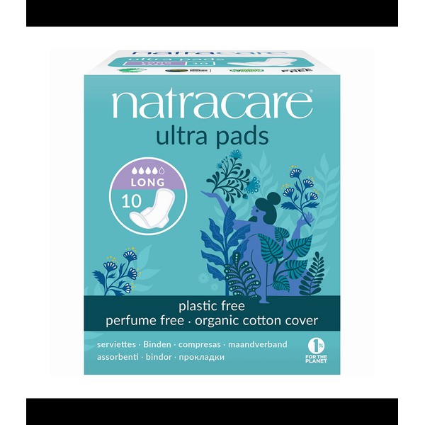 Natracare Ultra Pads W/Wings Long 10 ct