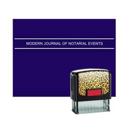 Modern Journal of Notarial Events (Soft Cover) Bundle with Nebraska Rectangular Notary S-854 Cheetah Faceplate Stamp