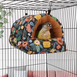Wontee Bird Nest House Winter Warm Snuggle Hut Bird Bed Hanging Hammock for Parrots Budgies Parakeets Caique Senegal Cockatiels Conures (Large, Black)
