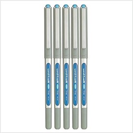 5 X UNI-BALL Eye UB-157 Roller Ball Pen FINE (0.7mm) Light Blue