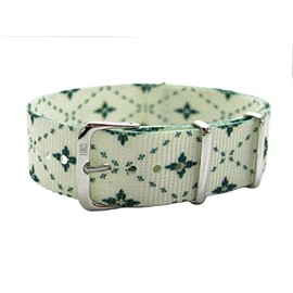 HNS 20mm Double Graphic Printed Green Leaf Ballistic Nylon Watch Strap Polished Buckle NT181