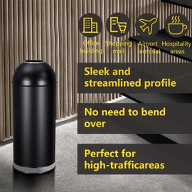 PioneerWorks Open Top Trash Can 17 Gal / 65L Commercial Grade Heavy Duty Tall Commercial Trash Can Brushed Stainless Steel for Outdoor | Kitchen Waste Bins for Home, Office, Restaurant, Restroom