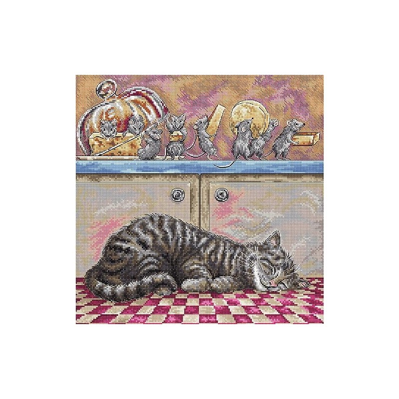 Counted Cross Stitch Kit When the Cat Sleeps