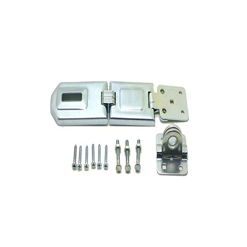 NU-SET 6-Inch Single Hinged Rolled Edges Steel Hasp with Flexible