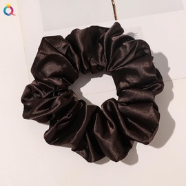 Pack of 3 Hair Bobbles Plain Scrunchies for Women Elastic Hair Bands Soft Hair Rings Rubber Bands Scrunchie Hair Scrunchies Hair Accessories for Women and Girls, Brown