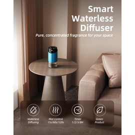 Waterless Essential Oil Diffuser Aromatherapy Scent Diffusers for Home Large Room, Bedroom, Car, Office, Desk, Battery Operated Mini Portable Air Freshener, 3 Countdown Timers & 3 Mist Levels
