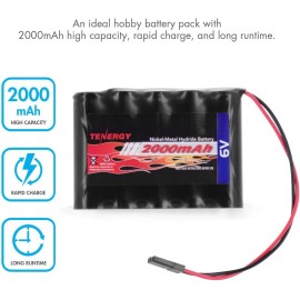 N/A Tenergy 2 Pack NiMH Receiver RX Battery with Hitec Connectors 6V 2000mAh High Ca