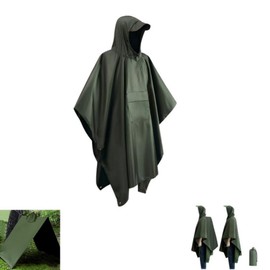 KLYNGTSK 3 in 1Rain Cape Multifunctional Rain Poncho Adult Raincoat Poncho Waterproof Rain Poncho Reusable Rain Hooded Poncho with Storage Bag for Fishing Sighting City Riding,One size fits all,Green